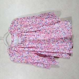04184 Jade Melody Tam pink, blue & yellow watercolor floral blouse M